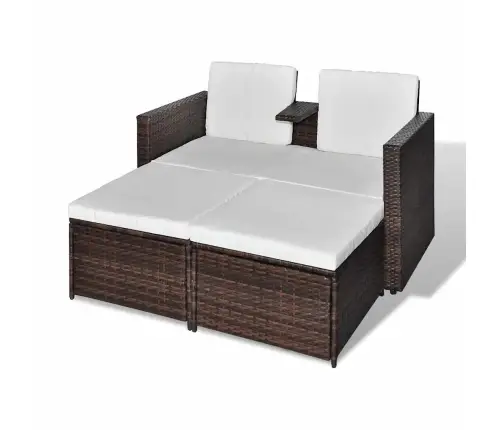 4-Daļīgs Dārza Atpūtas Mēbeļu Komplekts Ar Matračiem, Pe, Brūns Vidaxl