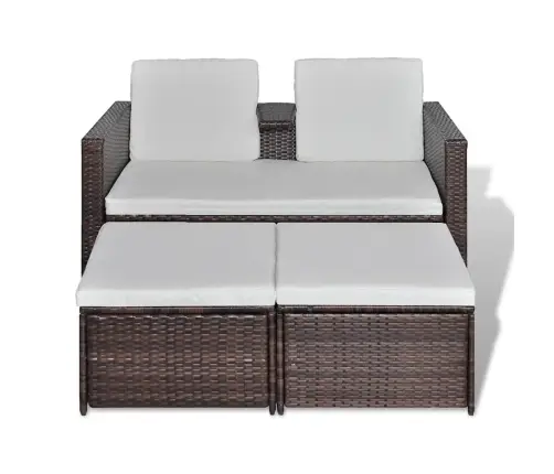 4-Daļīgs Dārza Atpūtas Mēbeļu Komplekts Ar Matračiem, Pe, Brūns Vidaxl