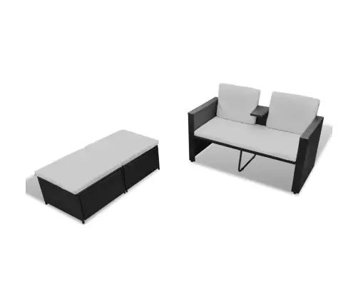 4-Daļīgs Dārza Atpūtas Mēbeļu Komplekts Ar Matračiem, Pe, Melns Vidaxl