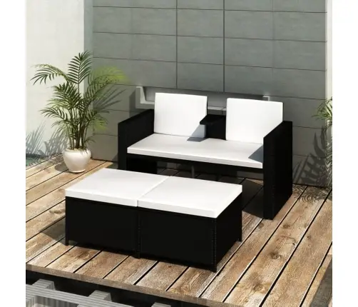 4-Daļīgs Dārza Atpūtas Mēbeļu Komplekts Ar Matračiem, Pe, Melns Vidaxl