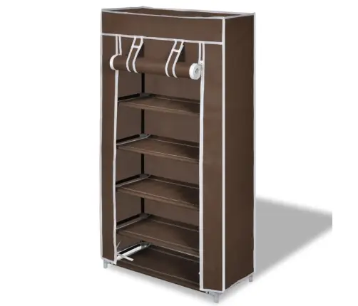 Auduma Apavu Skapis Ar Aizdari 58 X 28 X 106 Cm Brūns