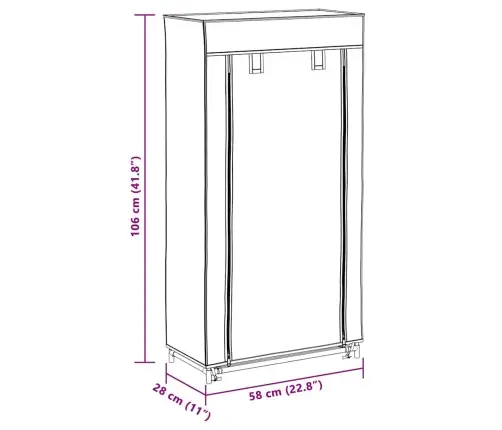 Auduma Apavu Skapis Ar Aizdari 58 X 28 X 106 Cm Brūns