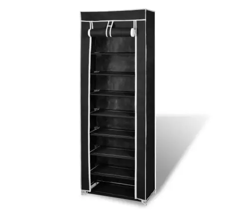 Auduma Apavu Plaukts Ar Aizdari 57 X 29 X 162 Cm Melns