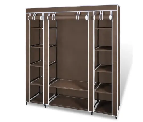 Skapis Ar Nodalījumiem Un Pakaramo Stieņiem, Brūns Audums   Vidaxl