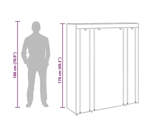 Skapis Ar Nodalījumiem Un Pakaramo Stieņiem, Brūns Audums   Vidaxl
