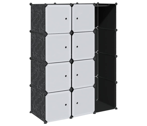 Moduļu Skapis Ar 9 Plauktiem, 109X36,5X143 Cm, Melnbalts  Vidaxl