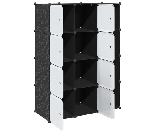Moduļu Skapis Ar 9 Plauktiem, 109X36,5X143 Cm, Melnbalts  Vidaxl