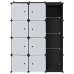 Moduļu Skapis Ar 9 Plauktiem, 109X36,5X143 Cm, Melnbalts  Vidaxl