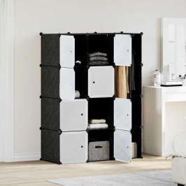 Moduļu Skapis Ar 9 Plauktiem, 109X36,5X143 Cm, Melnbalts  Vidaxl