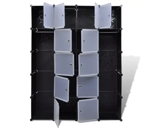 Modulaarne Kapp 14 Sektsiooni Must Ja Valge 37 X 146 X 180,5 Cm