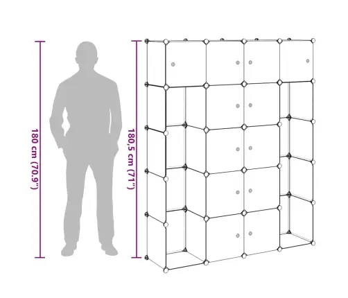 Modulaarne Kapp 14 Sektsiooni Must Ja Valge 37 X 146 X 180,5 Cm