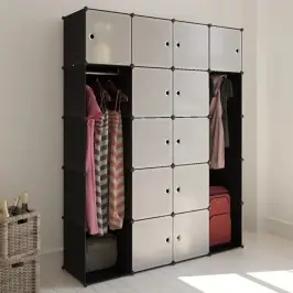 Moduļu Skapis Ar 14 Plauktiem, Melnbalts, 37X146X180,5 Cm Vidaxl