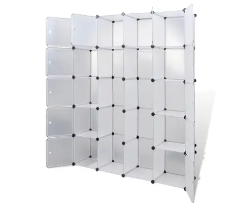 Moduļu Skapis Ar 14 Plauktiem, Balts, 37X146X180,5 Cm Vidaxl