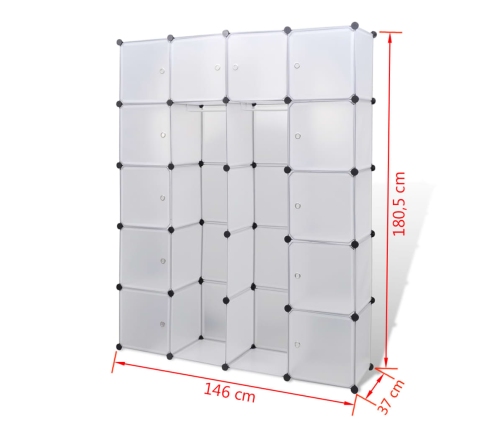Moduļu Skapis Ar 14 Plauktiem, Balts, 37X146X180,5 Cm Vidaxl