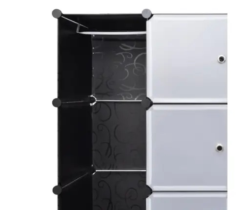 Moduļu Skapis Ar 18 Plauktiem, Melnbalts, 37X146X180,5 Cm Vidaxl