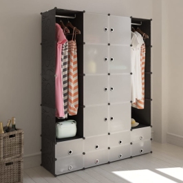 Moduļu Skapis Ar 18 Plauktiem, Melnbalts, 37X146X180,5 Cm Vidaxl