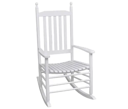 Šūpuļkrēsls Ar Izliektu Sēdekli, Balts Koks Vidaxl