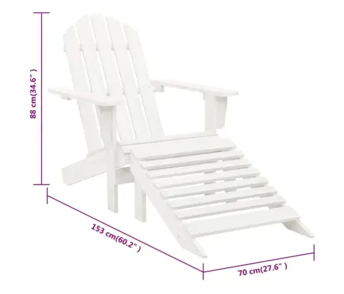 Sodo Kėdė Su Atrama Kojoms, Balta, Medinė Sodo Kėdė Su Atrama Kojoms, Balta, Medinė