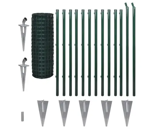 Euro Stiepļu Žogs, Tērauds, 25X1,2 M, Zaļš Vidaxl