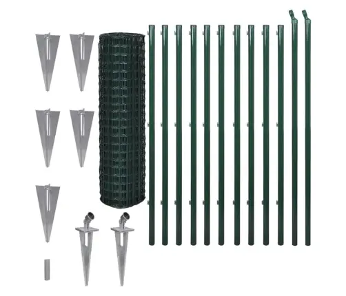 Euro Stiepļu Žogs, Tērauds, 25X1,5 M, Zaļš Vidaxl