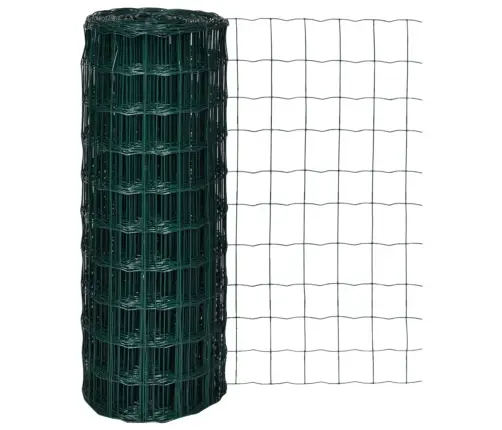 Euro Stiepļu Žogs, Tērauds, 10X1,0 M, Zaļš Vidaxl