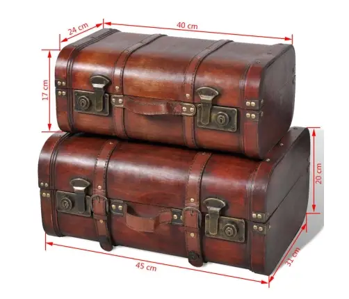 Koferi, 2 Gab., Senlaicīgs Stils, Brūns Koks  Vidaxl