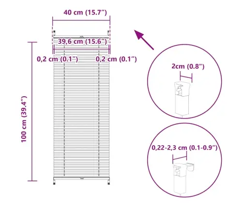 Plisē Žalūzijas 40X100Cm Baltas Gofrētas