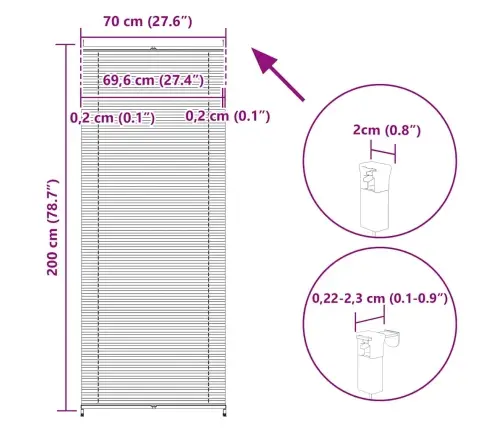 Plisuotos Žaliuzės, 70 X 200 cm Baltos