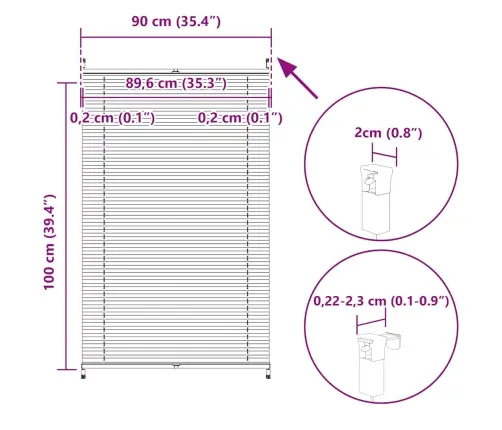 Plisē Žalūzijas 90X100Cm Baltas Gofrētas Plisē Žalūzijas 90X100Cm Baltas Gofrētas