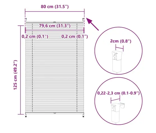 Plisuotos Žaliuzės, 80 X 125 cm Kreminės Plisuotos Žaliuzės, 80 X 125 cm Kreminės