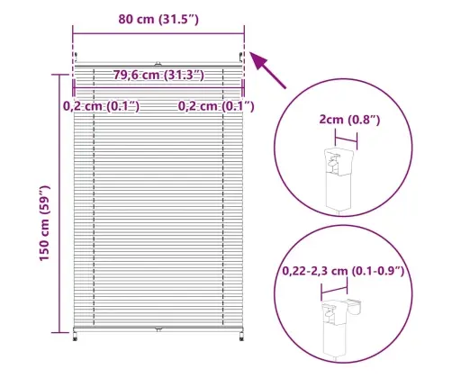 Plisē Žalūzijas 80X150Cm Krēmkrāsā