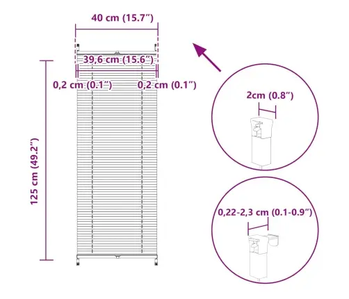 Plisē Žalūzijas 40 X 125 Cm Krēmkrāsā