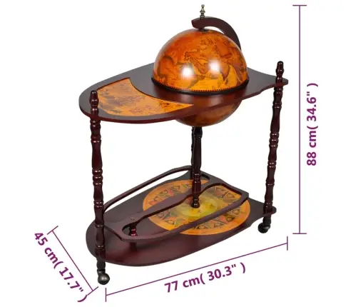 Põranda Gloobusekujuline Alkoholikapp, Eukalüptipuit