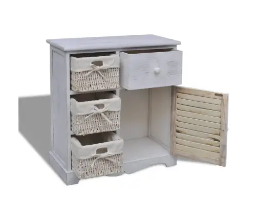 Puidust Kapp 3 Punutud Korviga Vasakul, Valge