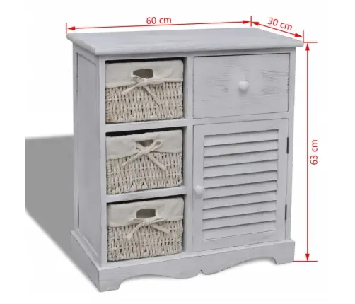 Puidust Kapp 3 Punutud Korviga Vasakul, Valge