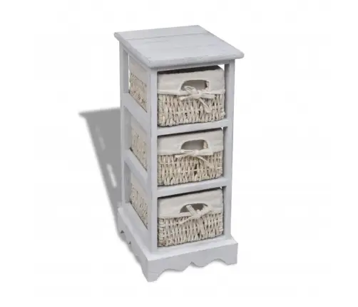 Plaukts, 3 Pīti Grozi, Balts Koks  Vidaxl