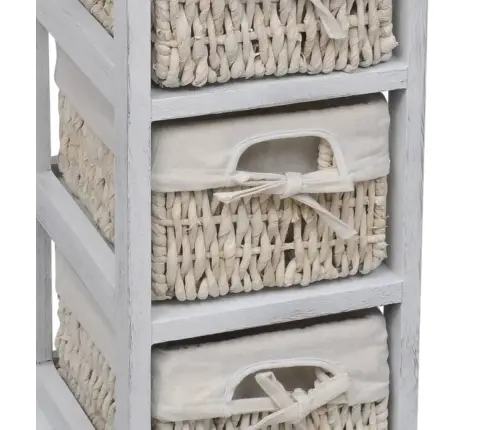 Plaukts, 3 Pīti Grozi, Balts Koks  Vidaxl