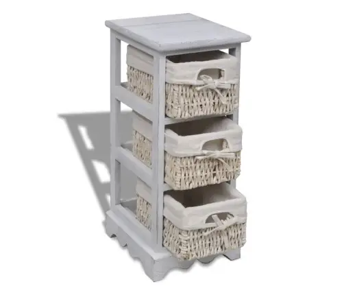 Plaukts, 3 Pīti Grozi, Balts Koks  Vidaxl