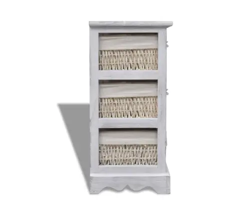 Plaukts, 3 Pīti Grozi, Balts Koks  Vidaxl