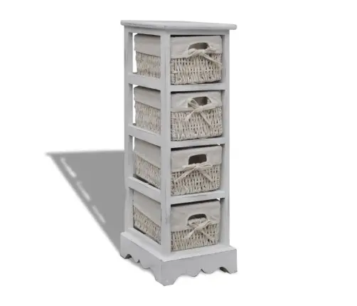 Plaukts, 4 Pīti Grozi, Balts Koks  Vidaxl