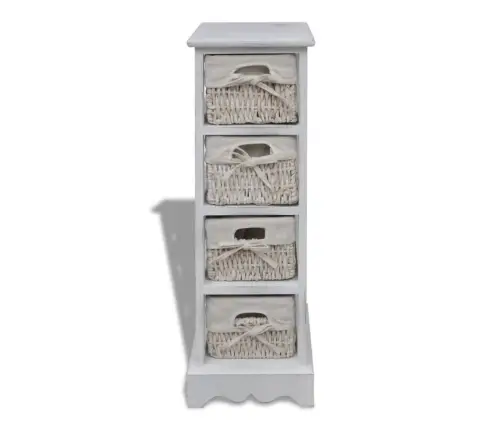 Plaukts, 4 Pīti Grozi, Balts Koks  Vidaxl