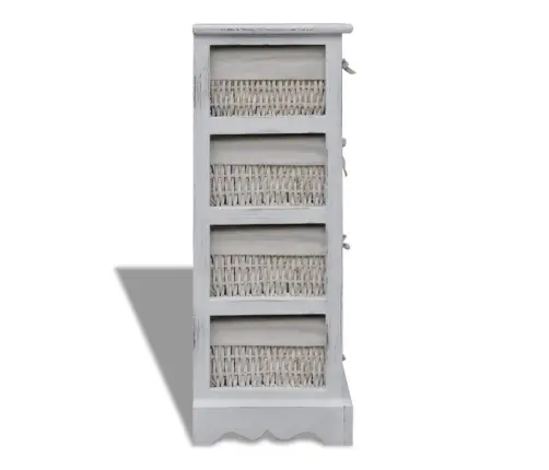 Plaukts, 4 Pīti Grozi, Balts Koks  Vidaxl