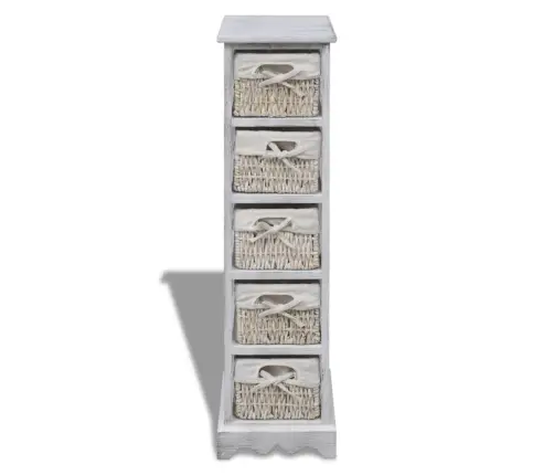 Plaukts, 5 Pīti Grozi, Balts Koks  Vidaxl