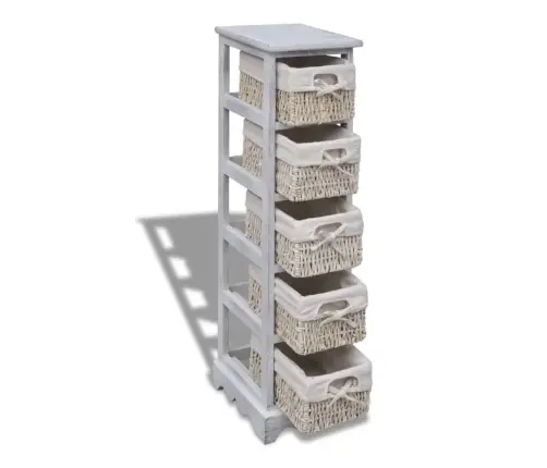 Plaukts, 5 Pīti Grozi, Balts Koks  Vidaxl