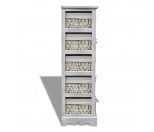 Plaukts, 5 Pīti Grozi, Balts Koks  Vidaxl