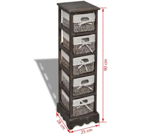 Puidust Hoiuriiul 5 Punutud Korviga, Pruun