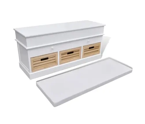 Sols Ar 2 Atvilktnēm Un 3 Groziem Balts 100 X 35 X 50 Cm