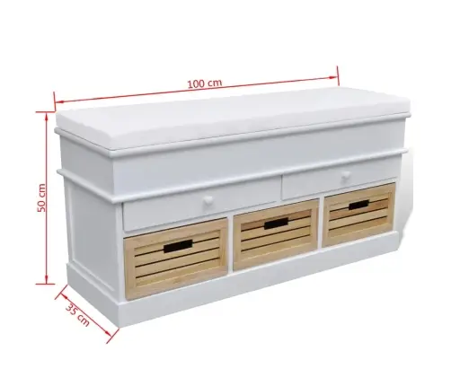 Sols Ar 2 Atvilktnēm Un 3 Groziem Balts 100 X 35 X 50 Cm