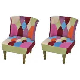 Franču Stila Krēsli Ar Tekstilmozaīkas Dizaina Audumu, 2 Gab. Vidaxl Franču Stila Krēsli Ar Tekstilmozaīkas Dizaina Audumu, 2 Gab. Vidaxl