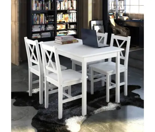 Valgomojo Baldų Komplektas, 5D., Baltos Spalvos